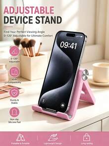 1pc Foldable Portable Desktop Phone Stand, Premium ABS Material, Adjustable Angle, Compact And Lightweight, Fits Easily In Pocket, Compatible With All Smartphones And Tablets, Stable And Non-Slip, Space-Saving - Multi-color Style - View 1