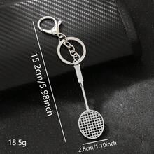 1pc Sports-Themed Metal Keychain Mini Realistic Racket, Cycling, Weightlifting, Baseball Helmet Shaped Pendant, Simple Silver Texture Bag Charm, Sports Enthusiast Portable Accessory, Creative Commemorative Small Gift, Suitable For Keys, Backpack Decoration, Gift Giving, Personalized Sports Style Pendant - Multicolor - View 3