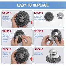 1/2/6pcs Stainless Steel Kitchen Scrub Brush With Handle, Replaceable Stainless Steel Brush Head, Heavy Duty Pot And Dish Cleaning Tool, Suitable For Stubborn Stains, Easy Grip Design, Easily Clean Kitchen Utensils - Multicolor - View 7