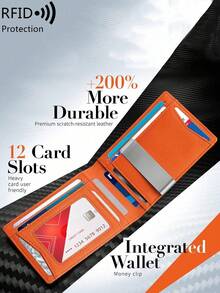 Anti-Theft Wallet With Ultra-Fine Leather Money Clip In American Dollar Design Carbon Fiber Wallet With Multiple Card Slots Bi-Fold Wallet Birthday Gift Father's Day Gift License Holder Card Holder Wallet Business Card Holder Credit Card Holder For Men Mini Wallet Card Wallet - Black - View 8