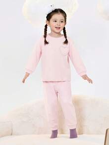Balabala Soft Skin‑Friendly Tween Girl Pajama Set Wearable Home Loungewear For Boys & Girls Autumn Winter - Pink - View 3