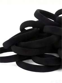 200pcs Hair Ties, Thick High Elastic Seamless Ponytail Hair Ties, Simple Solid Color Daily Hair Accessories - Black - View 3