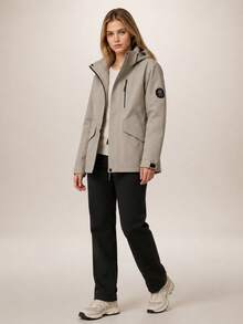 Women Outdoor Soft Shell Jacket, Casual Windbreaker Spring Sports - Khaki - View 10