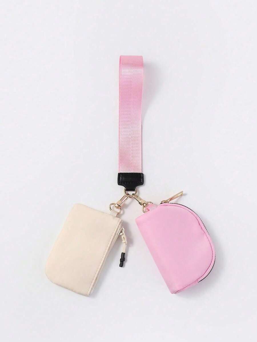 POIUGOYA Keyring Wrist Wallet, Dual Compartment Portable Wrist Pouch, Nylon Secure Coin Purse Small Wallet With Key Ring, RFID, ID Window - Multicolor - View 1