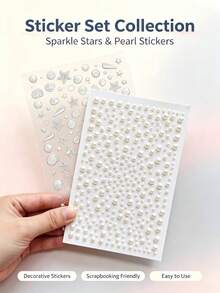 1pc Cream White Ocean Shell & Pearl Face Rhinestone Sticker, 3D Starfish & Conch Shell Face Decor, Assorted Pearl Shell & Starfish Pattern With Self-Adhesive Backing, Firm Adhesion, Suitable For Beach Travel Makeup, Music Festival Looks, Bestie Gathering, Selfie Atmosphere, Short Video Outfit Sharing,Halloween Costume - Multicolor - View 7