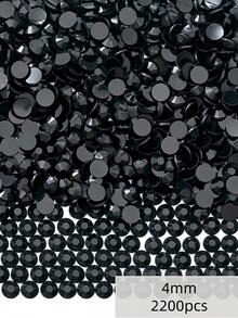 2mm-6mm Black Resin Rhinestones, Flat Back, Non-Hotfix Crystal Rhinestones, Suitable For Handmade DIY, Cups, Bottles, Glasses, Clothing, Loose Glitter Crystal Rhinestones, Craft Decoration - Black - View 6