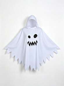 Halloween White Ghost Hooded Cloak Costume, Scary Ghost Face Distressed Cape, Cosplay Outfit, Suitable For Carnival, Masquerade Ball, Haunted House Party - Multicolor - View 6