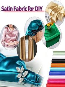 1PC DIY Sedding Cloth Suitable For Weddings And DIY Crafts - Smooth Shiny Polyester, Pre-Cut Design, Machine Washable, Available In White, Black, Red, Pink, Purple, Blue, Green, Available - White - View 7