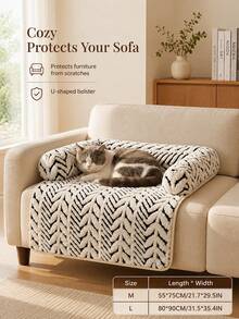Cat & Dog Sofa Bed, Plush Pet Sofa Bed With Cushion, Indoor Cat & Puppy Non-Slip Furniture Protector - Multicolor - View 2