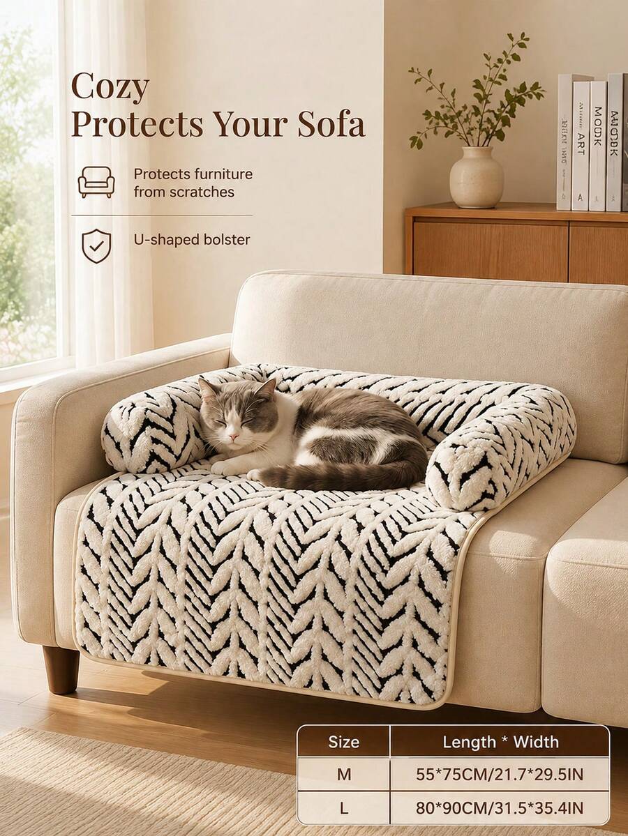 Cat & Dog Sofa Bed, Plush Pet Sofa Bed With Cushion, Indoor Cat & Puppy Non-Slip Furniture Protector