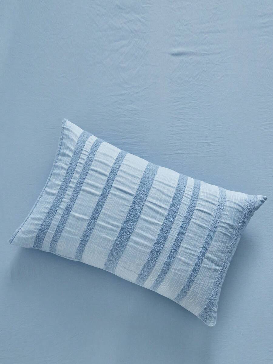 1pc Blue Vertical Stripe Pillowcase, Modern Textured Decorative Throw Pillow Cover For Sofa, Suitable For All Seasons, No Filling - Blue - View 1