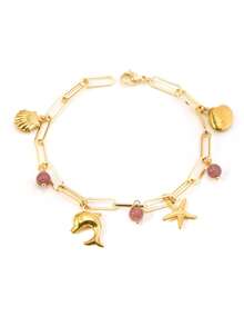 1pc Gold Color Starfish Bracelet Shell Dolphin Charm Women Handmade Metal Ocean Style Pendant Beach Bracelet Summer Jewelry H945 - Bracelet - View 13