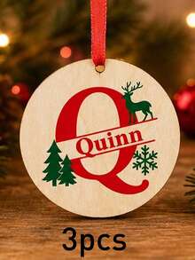 Custom Initial Name Christmas Ornament, Personalized Round Tree Hanging Decor, Festive Reindeer Snowflake Holiday Style, Customized Christmas Keepsake Gift, Customizable Family Name Ornament For Xmas Tree Decor, Christmas Decorations, Family Gifts - Style C - View 11