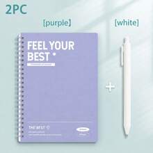 Set Buku Catatan Spiral A5 2 Buah, 122 Halaman, Sampul Karton Putih Minimalis, Halaman Mudah Dilepas, Tersedia Berbagai Warna, Cocok untuk Kantor, Belajar, Buku Harian, Pencatatan, Desain Sampul Inspiratif, Jilid Tahan Lama, Tulisan Halus, Perlengkapan Kantor Penting - buku catatan spiral + pena - View 14