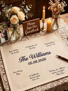Custom Wedding Guest Sign-In Canvas, Bohemian Style Surname Chain Banner, Family Name Sign, Hand-Stitched Embroidered Surname Flag - Multicolor - View 7
