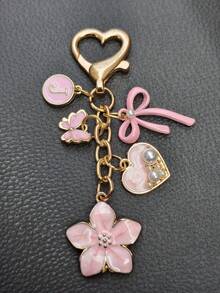1pc 26 Letter Enamel Floral Keychain Pendant, Creative Key Ring Decorative Accessory, Car Key Chain, Bag Charm, Suitable For Friends, Family, Valentine's Day Gift, Birthday Gift, Holiday Gift, Party Favor - Multicolor - View 14