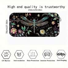 1pc Beautiful Dragonfly Car Sunshade, Made Of Polyester Fiber, Durable 190T Material Blocks UV Rays And Heat Protection For Car Interior, Suitable For Various Car Models Front Windshield, With Heat Insulation And Privacy Protection Function, Keeps Your Car Cool, Foldable For Easy Storage - Beautiful Dragonfly - View 3