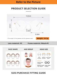 1對女款黑色貓眼PC框極簡純色百搭無度數眼鏡 - 透明白 - 查看 4
