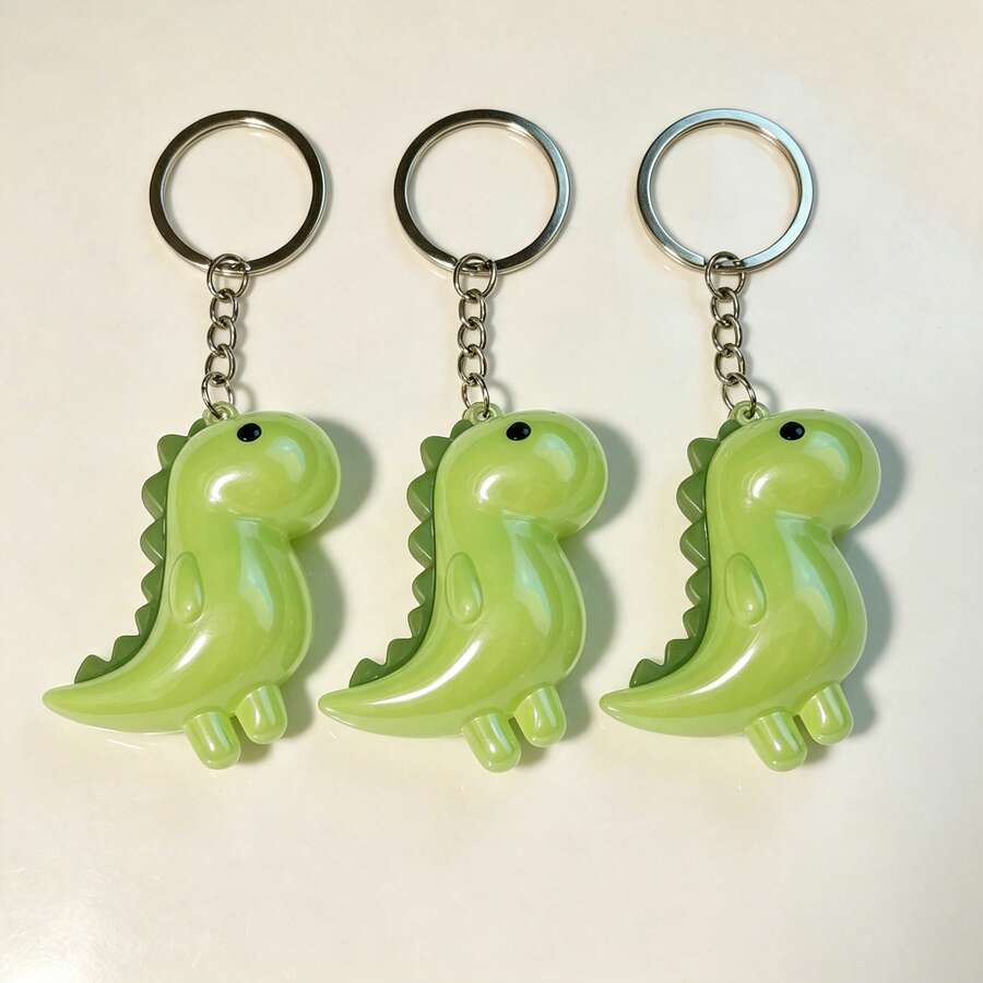 1套3件裝中性款可愛果凍色恐龍鑰匙圈 卡通透明恐龍吊飾配件 時尚包包掛飾 有趣禮物 - 綠色 - 查看 1