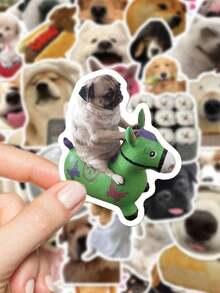 50pcs Funny Dog Expression Stickers PVC Material Gift Cartoon Decoration Scrapbook Laptop Luggage Guitar Water Bottle Phone Case DIY Stickers - Multicolor - View 2