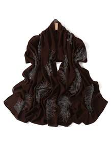 FADZOYLE 1pc Feather Rhinestone Chiffon Hijab Elegant Solid Color Scarf For Women Muslim Fashion Headscarf Daily Use Travel Gift Accessories - Multicolor - View 19