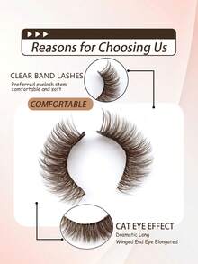 7 Pares de Cílios Postiços 3D Fofos Estilo Raposa Marrom, Cauda de Olho de Raposa C-Curl Colorida, Volumosos, Encaracolados, Macios e Leves, de Pelo Sintético de Vison, para Palco e Presente de Natal - Castanho - Visão 4