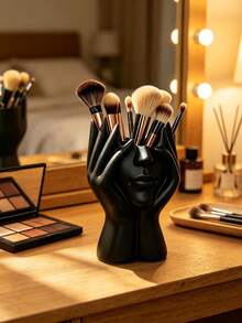 1pc Creative Human Body Art Pen Holder - Multifunctional Desktop Storage Box - Decorative Face Vase - Cosmetic Organizer - Indoor Decoration - Vanity Accessory - Desktop Organizer - Perfume Storage Box - Creative Gift For Women - Multi-color Style - View 3