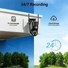 szsinocam 1pc 1080P Dual-Lens PTZ Outdoor Surveillance Camera, Dual Live View, 2.4G WiFi, Full Color Night Vision, Motion Detection, Two-Way Audio, USB Powered, Home Yard Monitoring Camera, - Black - View 9