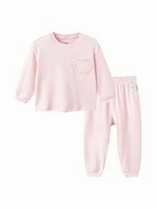 Balabala Soft Skin‑Friendly Tween Girl Pajama Set Wearable Home Loungewear For Boys & Girls Autumn Winter - Pink - View 1