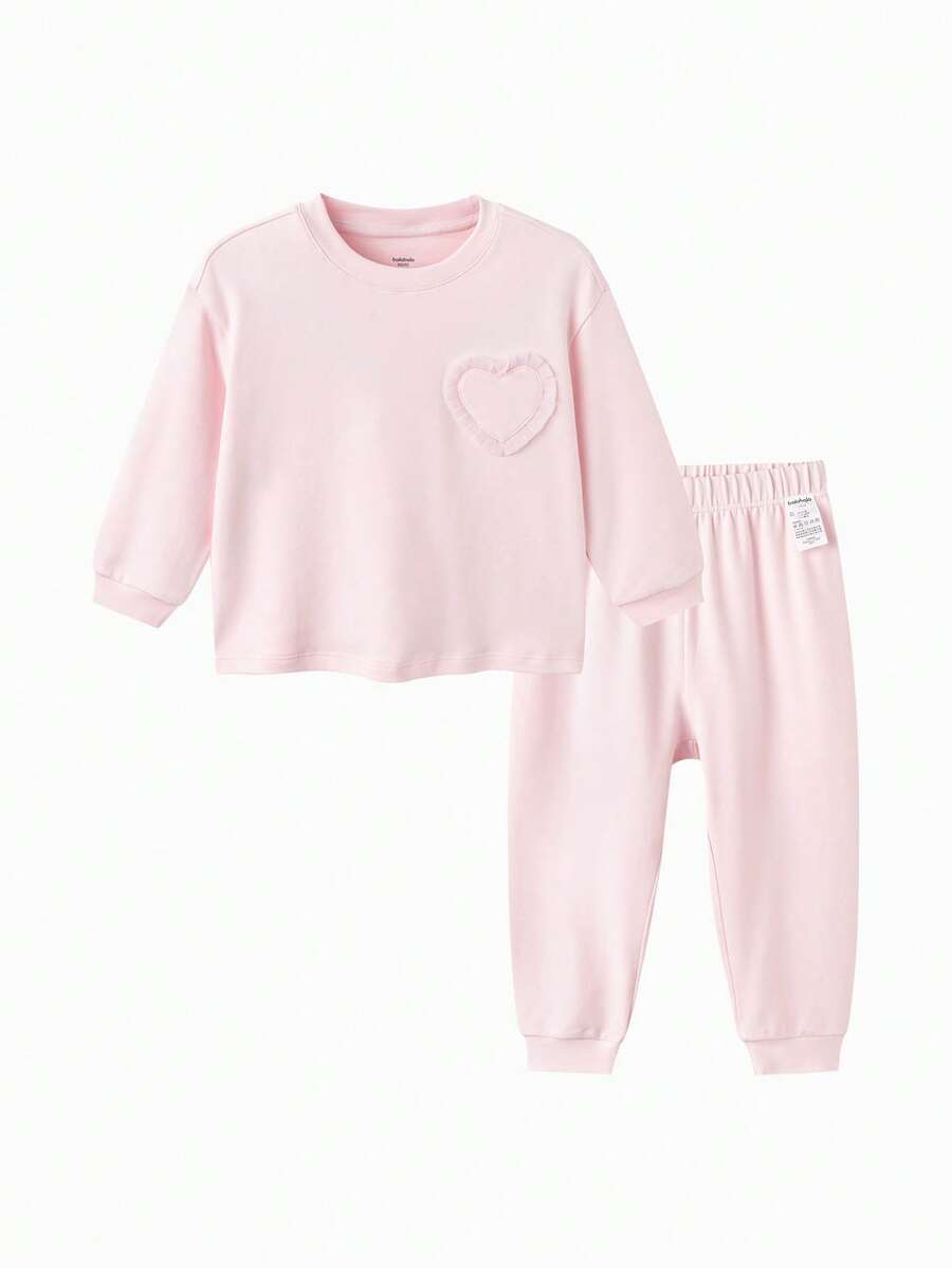 Balabala Soft Skin‑Friendly Tween Girl Pajama Set Wearable Home Loungewear For Boys & Girls Autumn Winter - Pink - View 1