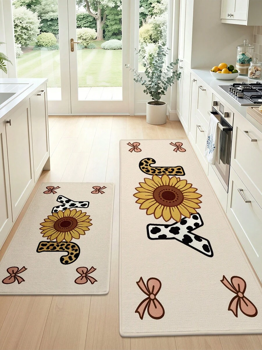 DAJIANG 1pc Bohemian Style Long Runner Rug, Kitchen Mat, Long Floor Mat For Bathroom, Kitchen, Outdoor, Hallway, Bedroom, Living Room, Machine Washable, Easy To Clean Entryway Mat, Non-Slip Bedroom Decor Rug, Autumn Decoration