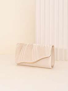LJDCRFT Tas Clutch Malam Wanita Berlipit, Tas Tangan Amplop dengan Penutup Berhiaskan Logam, Cocok untuk Acara Formal Seperti Pernikahan, Pesta Prom, dan Pesta Koktail. - Aprikot - View 5