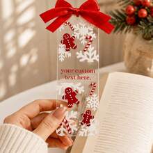 Custom Christmas Acrylic Bookmark, Personalized Name Reading Marker, Festive Gingerbread Snowflake Decor, Customized Text Holiday Bookmark, Customizable Xmas Gift For Book Lovers, Christmas Party Favor, Stocking Stuffer, Gifts For Family And Friends - Style B - View 6