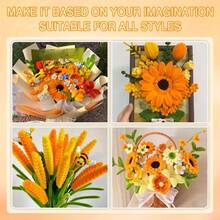 Yellow Pipe Cleaners Flower Craft Kit, 300pcs Chenille Stems With 2pcs Floral Tape, 150pcs Stamens,15pcs Floral Stems 30pcs Pearl Beads, 1pc Organza Ribbon, 1pc Instruction Card, DIY Handmade Bouquet Art Supplies For Birthday Gift Home Wedding Decor - Yellow - View 11