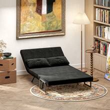 Sofá cama convertible 4 en 1 de 2 plazas con respaldo ajustable en 5 posiciones, 2 cojines, 102 x 73 x 81 cm, negro. - Multicolor - Ver 4
