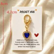 1pc/7pcs Women's Colorful Heart-Shaped Pendant Keychain With Card, Exquisite Bag Charm Gift For Friends - Multicolor - View 8