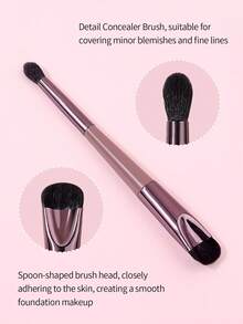 Dual‑End Concealer & Eyeshadow Makeup Brush, Spoon‑Shape Foundation Brush, Precision Detail Cosmetic Brush For Blemish Dark Circles Covering - Rusty Rose - View 3