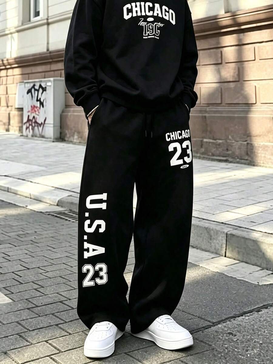 Men's Spring/Autumn Casual Fashion Straight Leg Long Pants Outdoor Sports Minimalist - Black - View 1