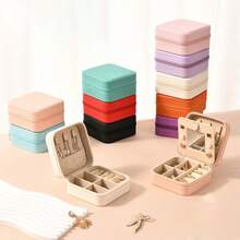 1pc Mini Jewelry Storage Box, Display Box, Travel Jewelry Zipper Box, Suitable For Earrings, Necklaces, Rings, Jewelry Box, Mini Ring And Necklace Storage, Perfect As A Gift For Her On Valentine's Day, Christmas, Halloween, New Year, Aesthetic Design - Multicolor - View 6