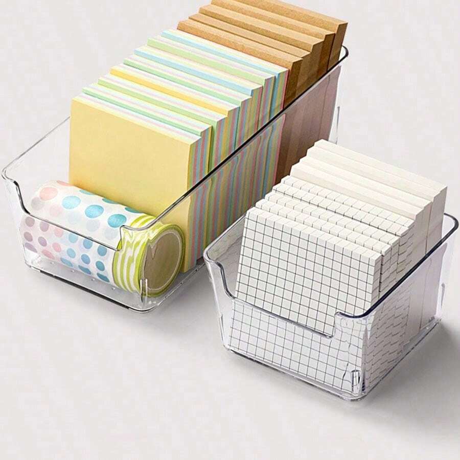 1-3pcs Sticky Note Holder, Stationery Storage Box, Desktop Organizer, Cosmetic Storage Box, Back To School, - No Drilling Space-Saving Desktop Organizer, Office Accessories And Supplies