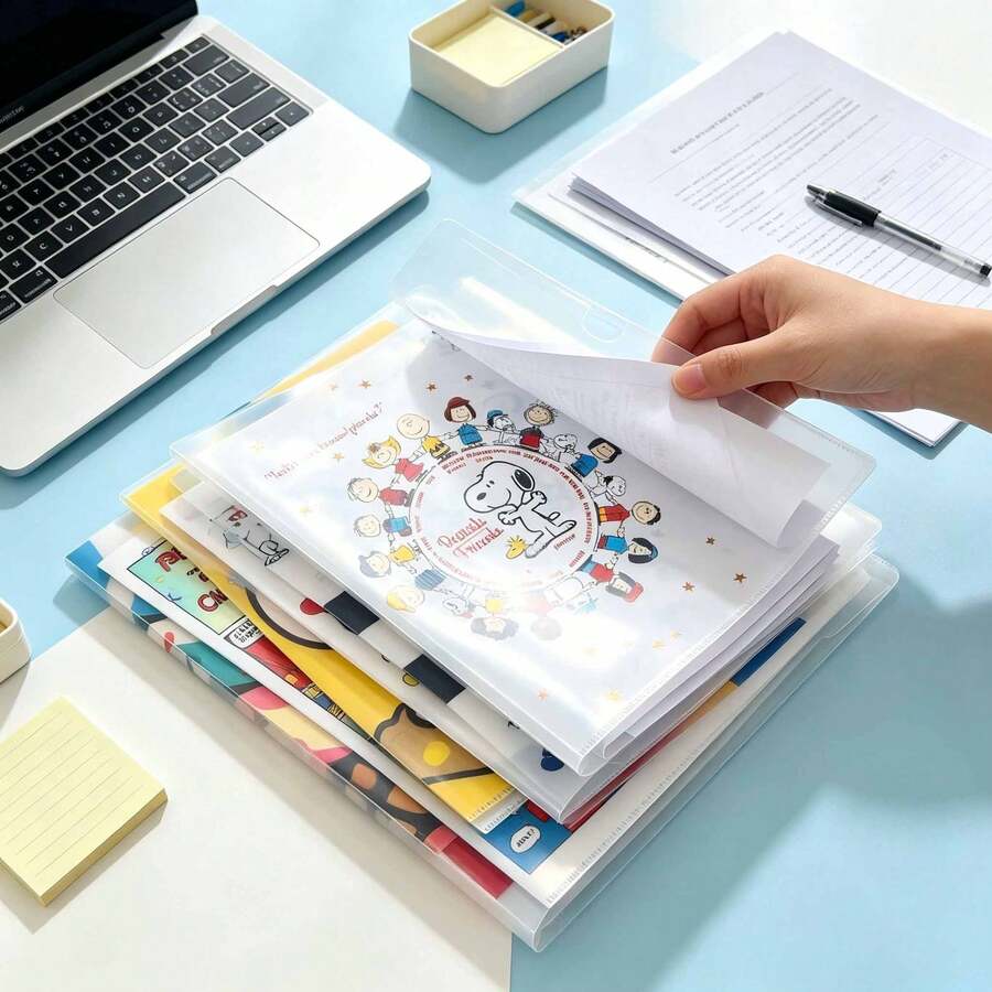 1 قطعة مجلد ملف كرتوني لطيف Snoopy من مادة PVC، مناسب لتخزين ملفات الطلاب الفردية، أوراق الاختبار A4، لوازم القرطاسية، هدية عيد الحب، هدية الهالوين (نمط عشوائي) - متعدد الألوان - مشاهدة 1