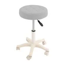 Light Grey Height Adjustable Bar Stool Rolling Stool Salon Stool - Light Grey - View 5
