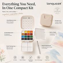 Languo 16-Color Portable Watercolor Set, Solid Watercolor Paint Set With Built-In Palette And Brushes, Compact Travel Painting Kit, Suitable For Sketching, Journaling And Art Practice Art Supplies - Sets - View 5