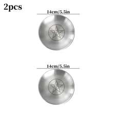Pentagram Stainless Steel Metal Altar Tray, Spiritual Ritual Energy Storage Tray, Crystal Raw Stone Aromatherapy Candle Display Base, Gothic Mystical Style Desktop Decor Dish, Midsummer Samhain Winter Solstice Spring Equinox Festival Altar Arrangement Ornament, Multi-Functional Fragrance Storage Tray - View 10