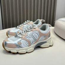 B30‑New Sneakers, Women's Casual Mesh Shoes, Versatile Lace-Up "Dad" Shoes, Breathable Thick-Sole Design For Added Height - 粉色 - 查看 2