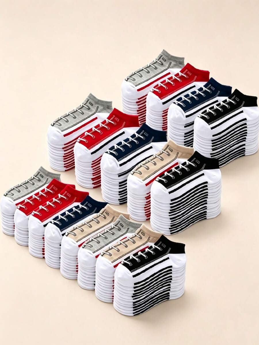 1/10 Pairs Creative Unique Fun Ankle Socks, Low-Cut Invisible Sports Socks, Sweat-Absorbent Breathable Invisible Socks, Sports Socks, Canvas Shoe Socks, Comfortable And Breathable, Random Colors - Multicolor - View 1