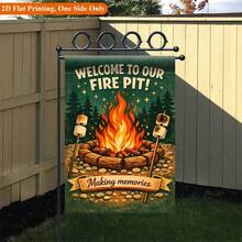2D Flat Printed Garden Flag 1pc, Enjoy Bonfire Time Garden Flag - Single-Sided Printed Outdoor Decor, Suitable For Home And Garden, Holiday Decoration, Durable Polyester, 11.8X17.7 Inches, Flag Pole Not Included - A - View 3