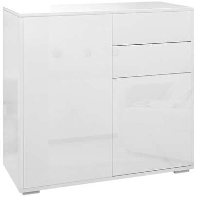 aosom HOMCOM Comoda cu 2 dulapuri si 2 sertare, 79x36x74cm, alb lucios