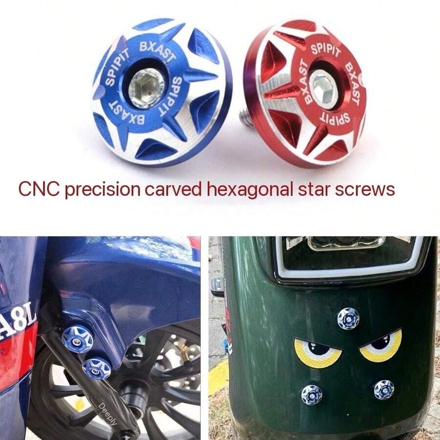 6MM Decorative License Plate Screws Aluminum Alloy Universal Modification Accessories For Motorcycle Electric Scooter Body Modification, Compatible With Electric Motorcycle, Small Turtle, Little Cow, NIU, Ghost Fire Scooter - Multiple Styles - View 1