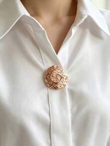 1件裝新款優雅時尚太陽/花朵/金色圓形/太陽微笑/愛心圖案多款襯衫袖扣與領夾，女款高級飾品，適合派對、商務、晚宴、日常穿著、感恩節、返校季禮物，手繪滴油產品可能有些微瑕疵，適用直徑1.5cm以內的鈕扣 - 金色 - 查看 4